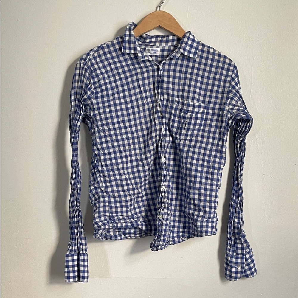 Blue Checkered Unisex Button Down, Lightweight